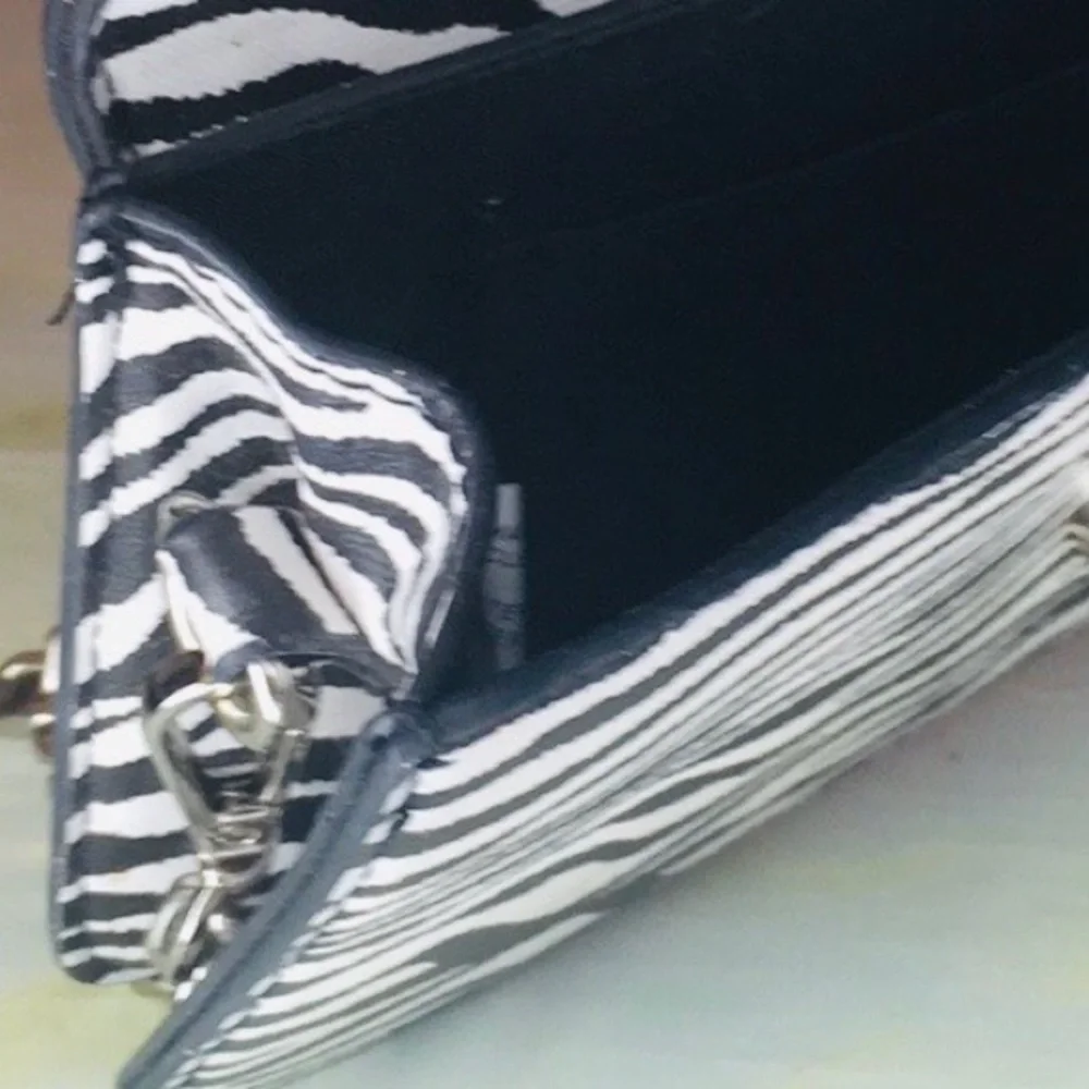 Black and White Zebra Print Convertible Crossbody Bag
